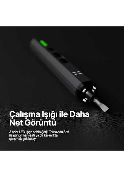 Hassas Şarjlı Otomatik Tornavida Vidalama Seti 5 Nm Tork Screwdriver 68 Parça X6832