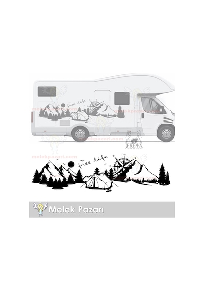 Özgür Hayat Orman Manzara Pusula Karavan Oto Sticker