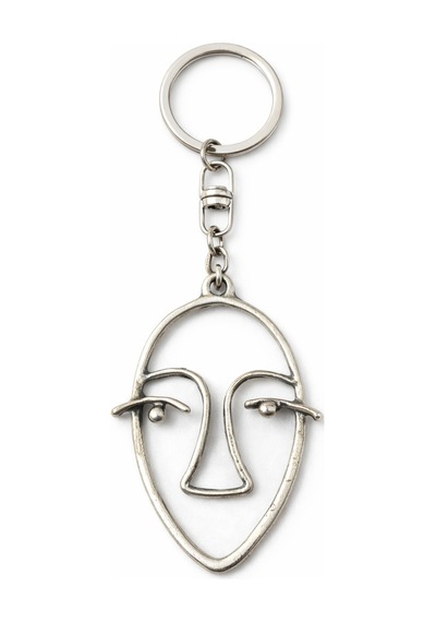 Minimal Soyut Yüz Figürlü Gümüş Renk Unisex Anahtarlık