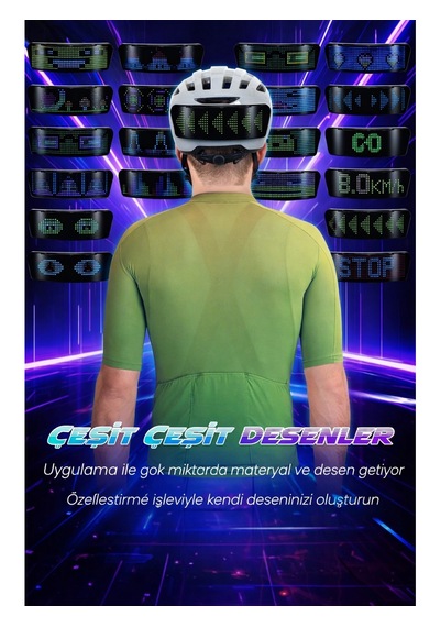 Akıllı Led Kask Ekranı Uygulama Kontrollü, Şarjlı, Tüm Kasklara Uyumlu Trafikte Görünürlük Sağlayan Diğer