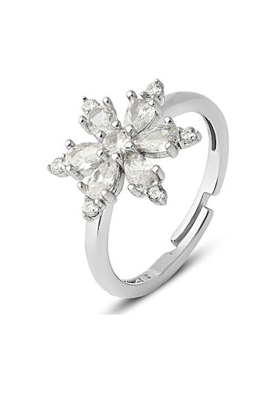 Zanaatsilver 925 Ayar Gümüş, Rodyum Kaplama Kamelya Çiçeği Yüzük