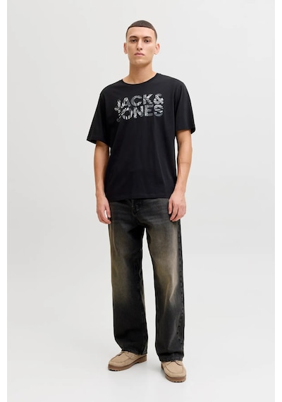 Jack & Jones Erkek Jjejeff Bisiklet Yaka %100 Pamuk T-shirt 12288536 Siyah Siyah