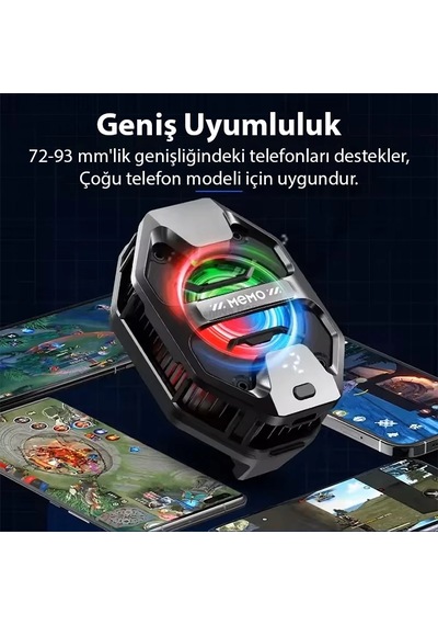 Memo Dl20 Aı Yarı İletken Dondurucu Arka Klipsli Soğutma Radyatörü Apple, Uyumlu iPhone Android Pubg Oyun Soğutucu 3 Aşamalı-