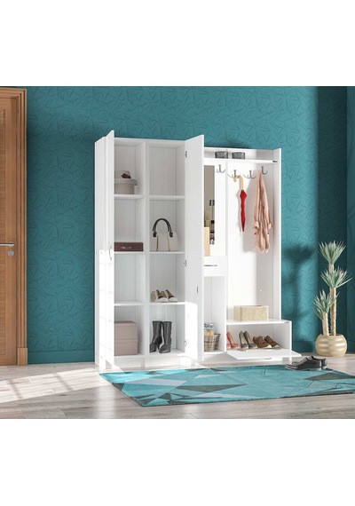 Abre Vm-343736 Beyaz Vestiyer Portmanto Ayakkabılık