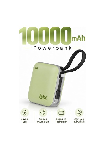 Exenar - Açık Yeşil - Mini Powerbank 10000 Mah Cep Boy Taşınabiler Hızlı Şarj Pd 20w Dijital Göstergeli Type-c Kablolu Exenar - Açık Yeşil - Mini Powerbank 10000 Mah Cep Boy Taşınabiler Hızlı Şarj Pd 20w Dijital Göstergeli Type-c Kablolu