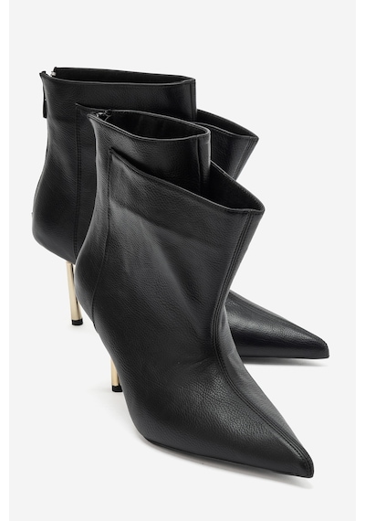 Luvi Shoes Meja Siyah Cilt Sivri Burunlu Kadın İnce Topuklu Bot