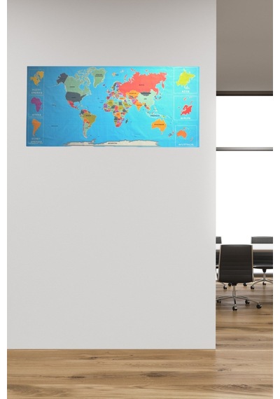 Buffer Renkli Atlas Dünya Haritası Manyetik Yapıştırıcı Gerektirmeyen Duvar Stickerı 118 Cm 56 Cm 11