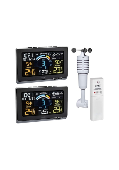 Kablosuz Meteoroloji İstasyonu Spring Breeze Plus Tfa 35.1140.01.plus Ekonomi Seti, 2 Renkli Ekran Ve Ek Vericiyle