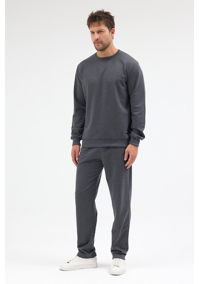 Mmetalic Antrasit Relaxed Fit Bisiklet Yaka Sweatshirt Düz Paça Erkek Eşofman Takımı Mtlce3847