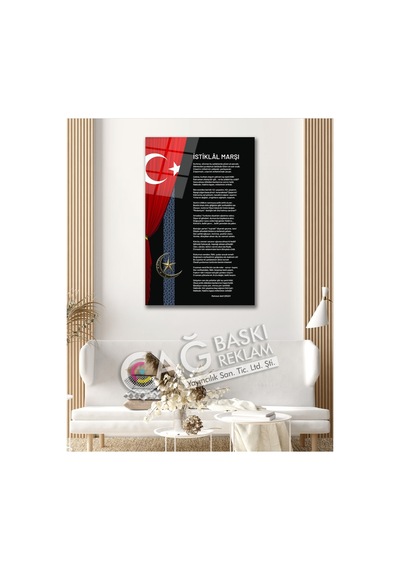 İstiklal Marşı Mehmet Akif Ersoy Cam Tablo Modern Ev Ofis Salon Duvar Oda Dekoru Hediyelik Modern Dekorasyon Temalı Dekoratif Duvar Tablosu, Salon, Ev Ve Ofis Dekoru,