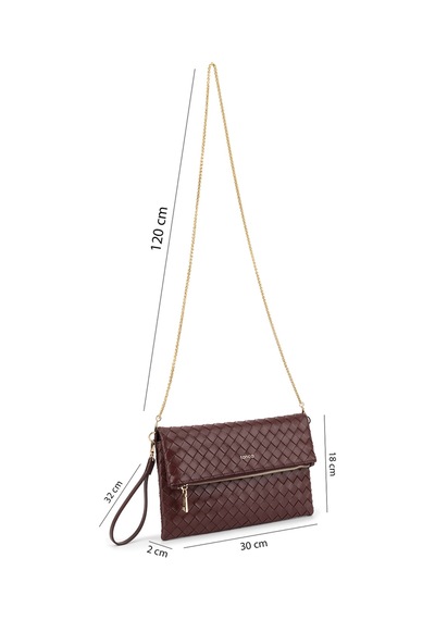 Tamer Tanca Kadın Suni Deri Bordo Clutch Çanta 921 7482-b Bn Cnt Sk26-27 Bordo Orgu
