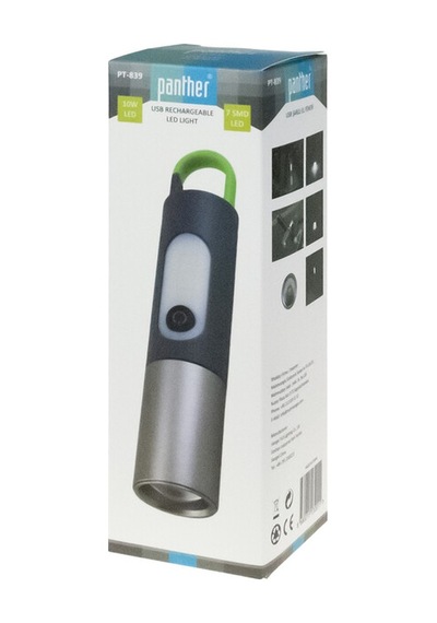 Panther Pt-839 Usb Şarjlı El Feneri Siyah