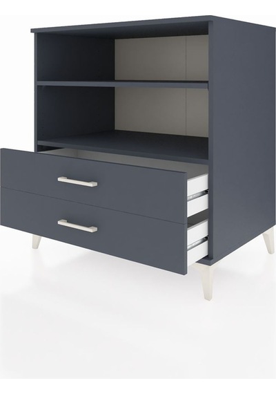 Kronos Şifonyer 2 Raflı 2 Çekmeceli 88x59x96 Antrasit-antrasit Antrasit