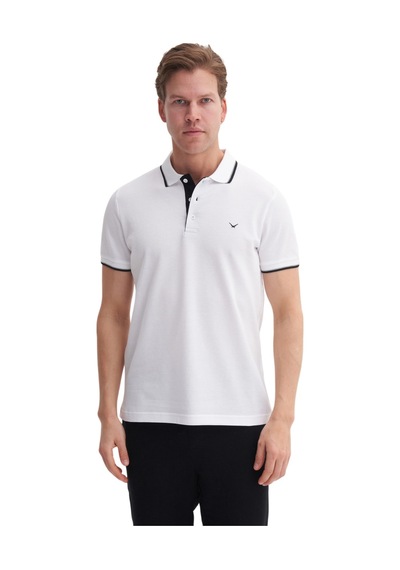 Erkek Polo Yaka T-shirt Caz.46140 Beyaz - Siyah