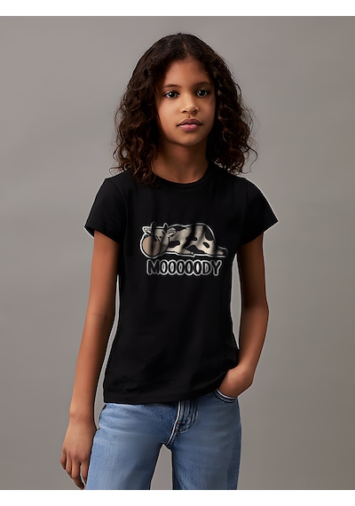 Uyguntarz Çocuk Moody Baskılı Pamuklu Tshirt Siyah