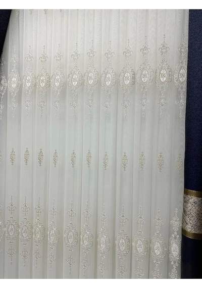 Lexroo Sierra Altın Işlemeli 108 1/3 Sık Pileli Tül Perde 250 X 250