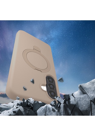 Samsung Galaxy Uyumlu A56 Kılıf M-safe Şarj Özellikli Standlı Mkst Samara Kapak - Desert Gold Altın