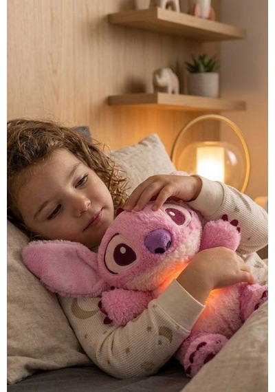 30 Cm Stitch Işıklı Ve Müzikli Peluş Uyku Arkadaşı 5 Modlu Nefes Alan Gece Lambası Sevimli Hediye Oyuncak Pembe