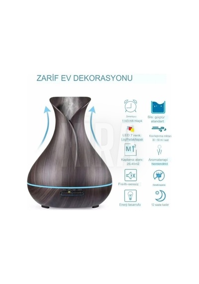 550 Ml Ultrasonik Aroma Difüzörü 7 Renk Led Işıklı Aromatik Oda Kokusu Hava Nemlendirici Sl-170