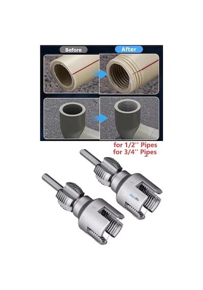 2 Li Set İç Dış Plastik Boru Diş Açma Seti 1/2 Ve 3/4 İnç Pvc Boru Pafta Klavuz 20mm 25mm Pprc