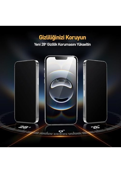 Apple Uyumlu iPhone 16 Serisi İle Uyumlu 5d Privacy Easyfit 2 Adet Kolay Uygulama Aparatlı Ekran Koruyucu Temperli Cam Hayalet Ekran Diğer