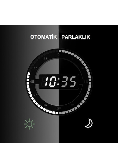 Triline 3D Led Dijital Elektronik Modern Duvar Ve Masa Saati Tari Siyah