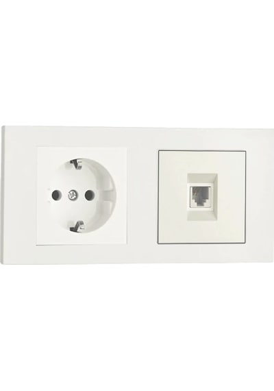 Ovivo Grano Beyaz 2'li Set Topraklı Priz Ve Cat5 Data Priz Set