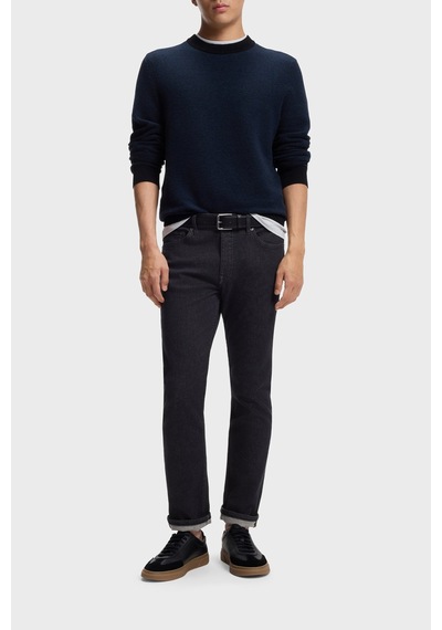 Boss Pamuklu Slim Fit Düz Paça Jeans Erkek Kot Pantolon 50553407 401 Lacivert