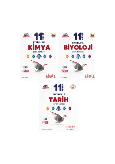 Limit 2027 11. Sınıf Kimya + Biyoloji + Tarih Soru Bankası Seti 3 Kitap Maarif Model