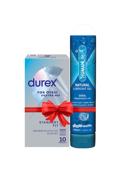 Durex Yok Ötesi Ekstra İnce Ekstra His 10'lu Prezervatif + Humanlife 125 Ml Doğal Kayganlaştırıcı Jel Lubricant