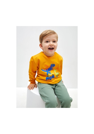 LC Waikiki Bisiklet Yaka Uzun Kollu Baskılı Erkek Bebek Sweatshirt Yellow