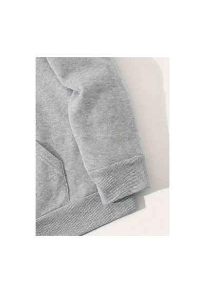 Medinenur Erkek El Yazılı Baskılı Kapüşonlu Sweatshirt Gri