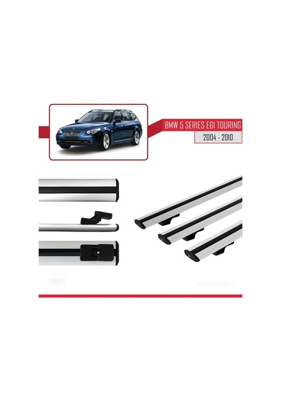 Bmw 5 Serisi E61 Tourıng 2004-2010 Arası İle Uyumlu Basic Model Ara Atkı Tavan Barı Gri 3 Adet