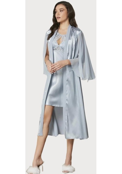 Pierre Cardin Saten Dantelli Gecelik Ve Sabahlık Takımı 4375 Mist 001
