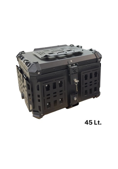 Üçel 45 Lt Alüminyum Kare Arka Çanta Premium Siyah Siyah