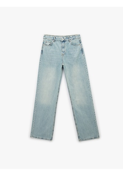 Koton Yüksek Bel Uzun Düz Paça Denim Pantolon - Longer Straight Fit Jean Açık İndigo 6sal40119md Açık İndigo Koton Yüksek Bel Uzun Düz Paça Denim Pantolon - Longer Straight Fit Jean Açık İndigo 6sal40119md Açık İndigo