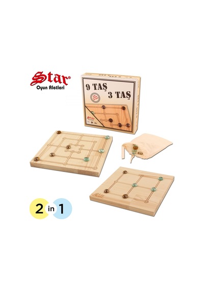 2 Ürün 1 Arada 9 Taş 3 Taş - Ahşap Platform Cam Taşlar