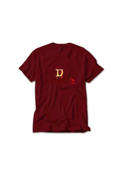 Diablo Iv Logo Ve Text Kırmızı Tişört Kırmızı