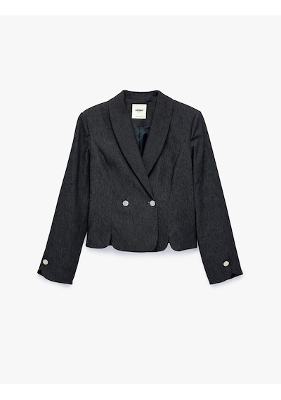 Koton Slim Fit Uzun Kollu Düğmeli Şal Yaka Kruvaze Blazer Ceket Lacivert 7wak50055pw