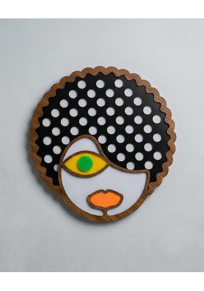 Afro Saçlı Modern Mdf Ahşap Duvar Maskı - Dekoratif Picasso Tarzı Duvar Sanatı 0