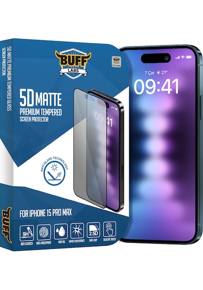 Buff iPhone Apple 15 Pro Max Uyumlu 5d Matte Ekran Koruyucu