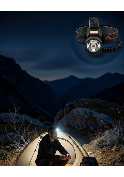 Led Kafa Feneri 3000 Lümen 30w Yükseltme Hızlı Şarjlı Çok Renkli