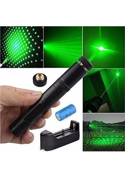 Green Laser Pointer Şarjlı Güçlü Yeşil Lazer Metal Kasa