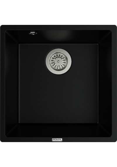 Polex Cristalüx Granit Evye P-X40 Siyah Tezgah Altı Ve Tezgah Üstü Kare Mutfak Evyesi 53.8x44 CM