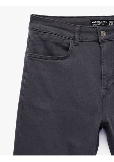 Koton Pamuklu Normal Bel Cepli Tapered Fit Jean Pantolon - Joe Jean Antrasit 7wam40162nd