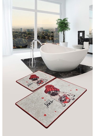 Let It Snow Djt 2 Lı Set Banyo Halısı, Paspas Çok Renkli