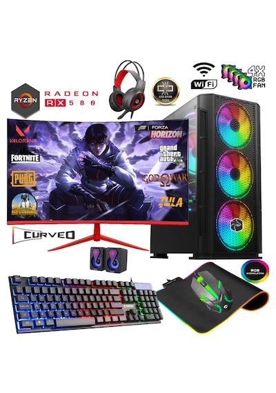 Apphirex TC88X R5-5500 16 GB 512 GB SSD 8 GB RX580 24" W11P Masaüstü Oyuncu Bilgisayarı