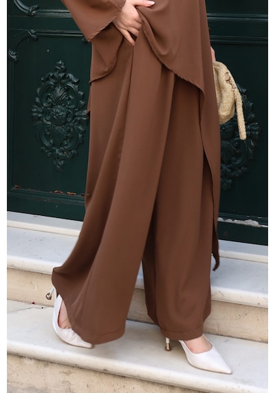 Balenbi Kadın Linda Kumaş Asimetrik Tunik Bol Paça Pantolon Oversize Tesettür Takım 1231 Kahverengi Balenbi Kadın Linda Kumaş Asimetrik Tunik Bol Paça Pantolon Oversize Tesettür Takım 1231 Kahverengi
