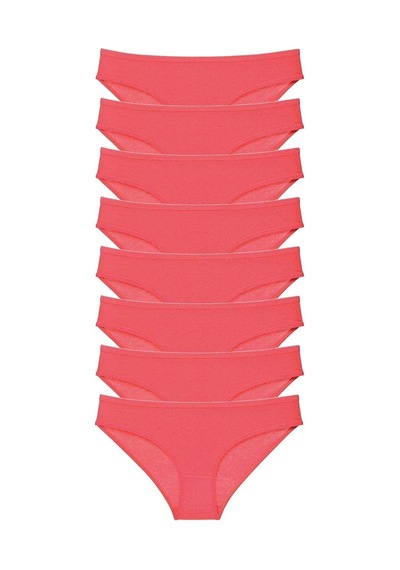 8 Adet Süper Eko Set Likralı Kadın Slip Külot Fuşya Çok Renkli