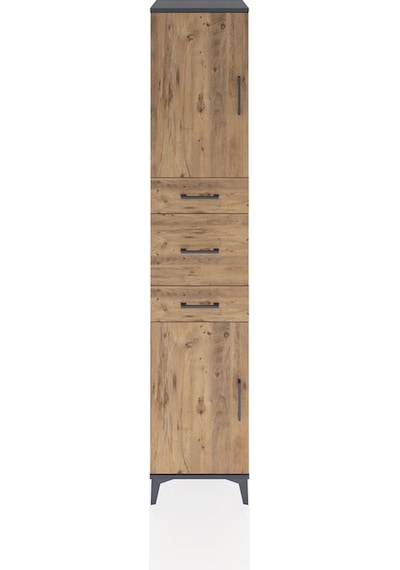 Hyperion Dolap 3 Raflı 3 Çekmeceli 2 Kapaklı 44x44x221 Antrasit-çam Antrasit